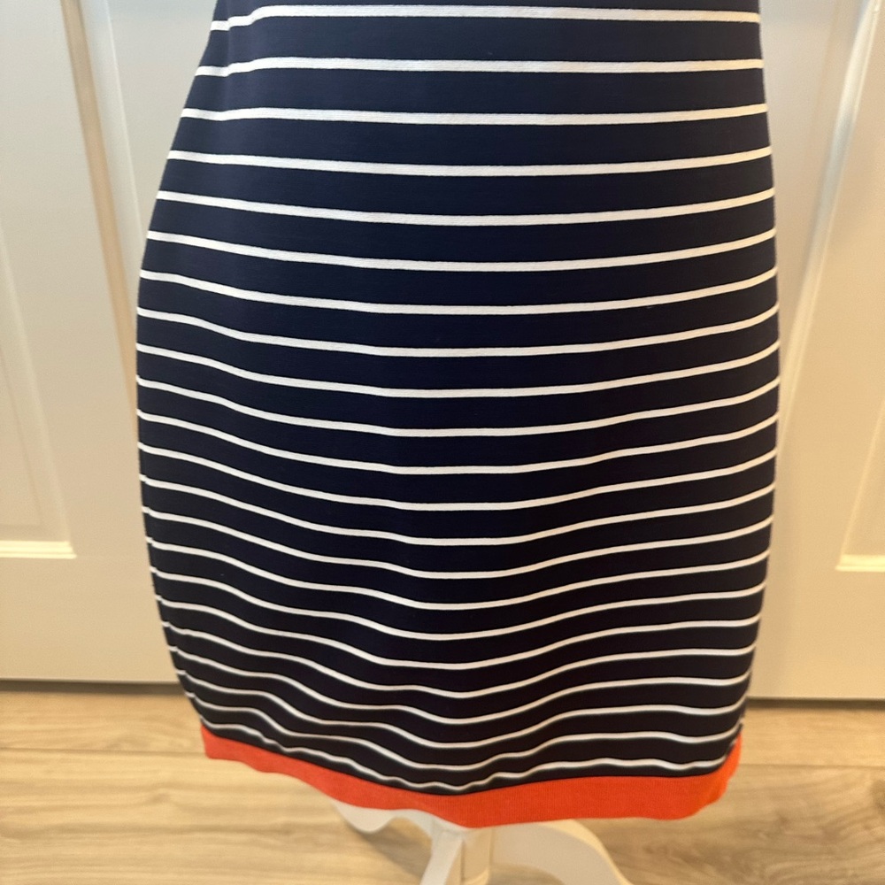 Ann Taylor Blue and White Pencil Midi Skirt
